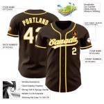 Authentic Brown White-Gold Custom Baseball Jersey for Men and Women Custom Brown White-Gold Authentic Baseball Jersey