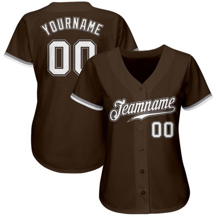 Custom Brown White-Gray Baseball Jersey - Authentic Sports Apparel for Fans and Players Custom Brown White-Gray Authentic