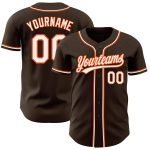 Custom Authentic Baseball Jersey in Brown and White-Orange Color Custom Brown White-Orange Authentic Baseball Jersey