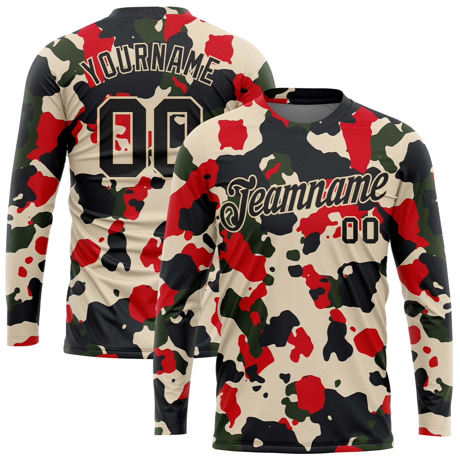Black-Cream Camo Long Sleeve Performance T-Shirt - Custom Salute to Service Custom Camo Black-Cream Salute To Service Long