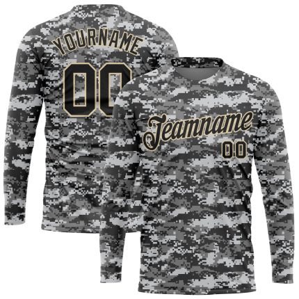 Camo Long Sleeve Performance T-Shirt Black-Cream Salute to Service Custom Style 8771 Custom Camo Black-Cream Salute To Service