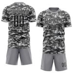 Custom Camo Soccer Jersey - Black Gray Sublimation Salute to Service Uniform Custom Camo Black-Gray Sublimation Salute To