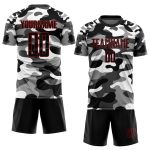 Custom Camo Soccer Jersey Black Red Sublimation Salute to Service Uniform Custom Camo Black-Red Sublimation Salute To Service