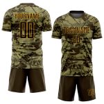 Camo Brown-Gold Soccer Jersey Sublimation Salute To Service Custom Uniform Custom Camo Brown-Gold Sublimation Salute To Service