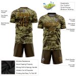 Camo Brown-Gold Soccer Jersey Sublimation Salute To Service Custom Uniform Custom Camo Brown-Gold Sublimation Salute To Service