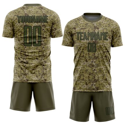 Custom Olive-Black Camo Soccer Jersey - Salute to Service Sublimation Uniform Custom Camo Olive-Black Sublimation Salute