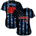 Custom Camo American Flag Baseball Jersey - Royal Red-White 3D Salute to Service Authentic Design Custom Camo Royal Red-White