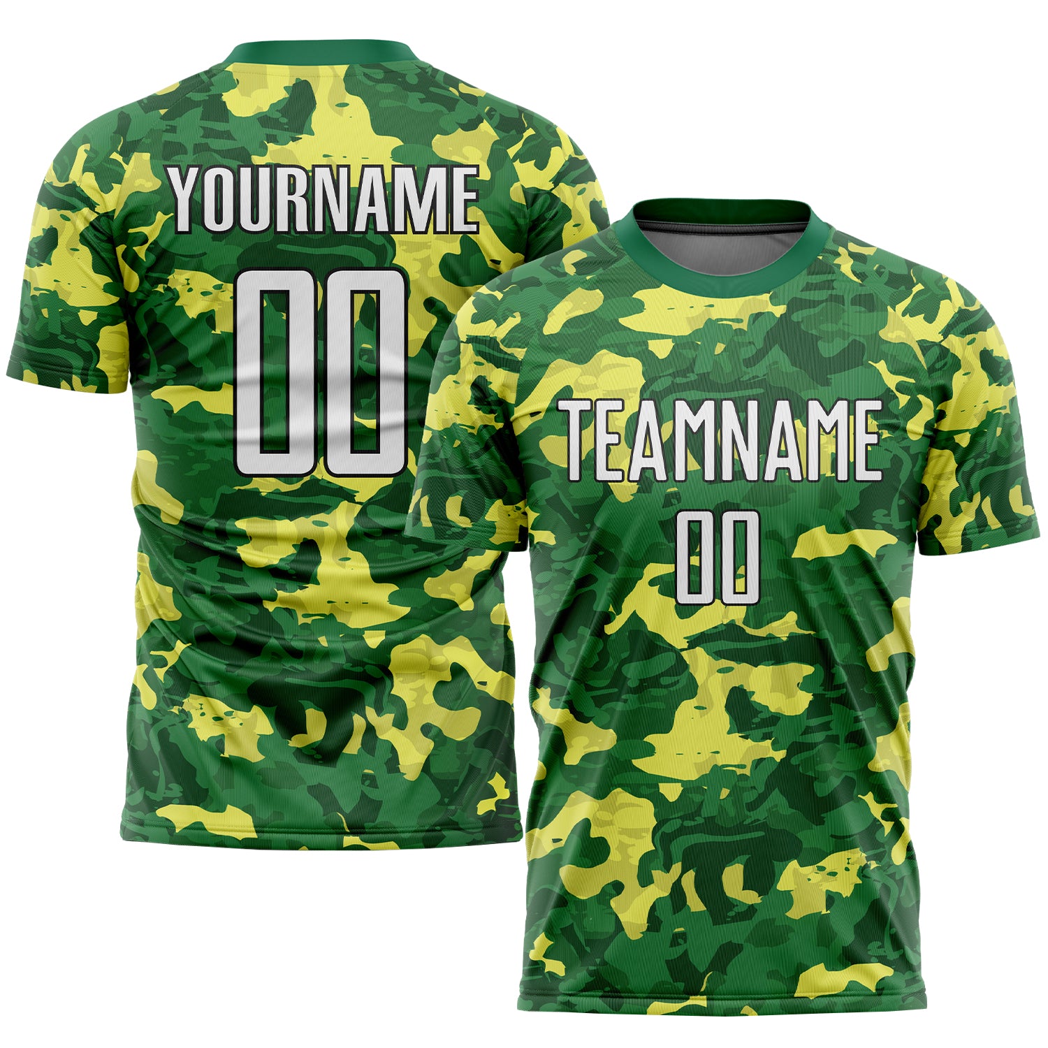 Custom Camo Soccer Jersey Sublimation White-Kelly Green - Salute To Service Style 1836 Custom Camo White-Kelly Green Sublimation