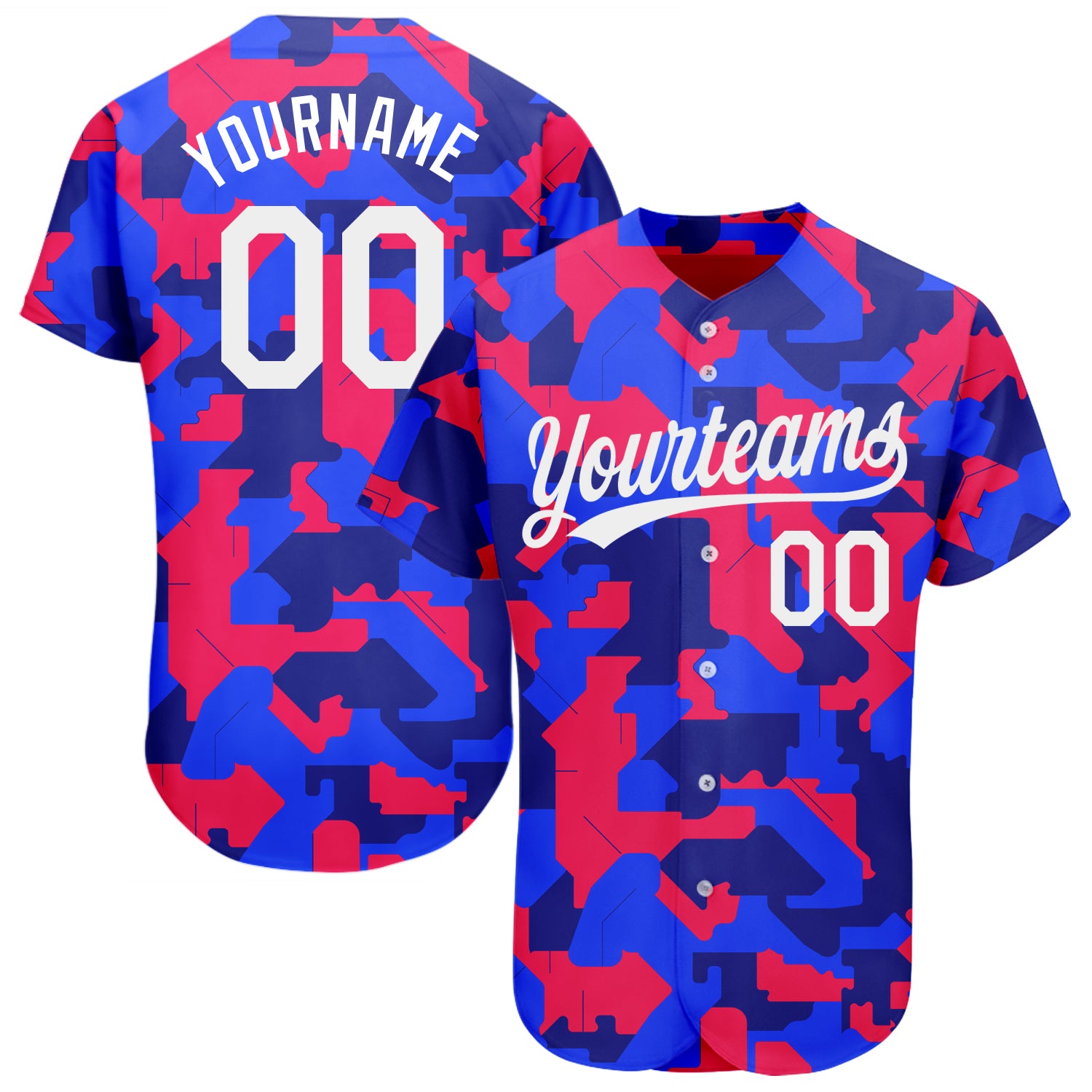 Authentic Salute To Service 3D Camo Baseball Jersey - White-Royal Custom Design Custom Camo White-Royal 3D Pattern Design