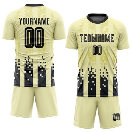 Custom Cream Black Soccer Uniform Jersey for Home Sublimation - Personalized Team Apparel Custom Cream Black Home Sublimation