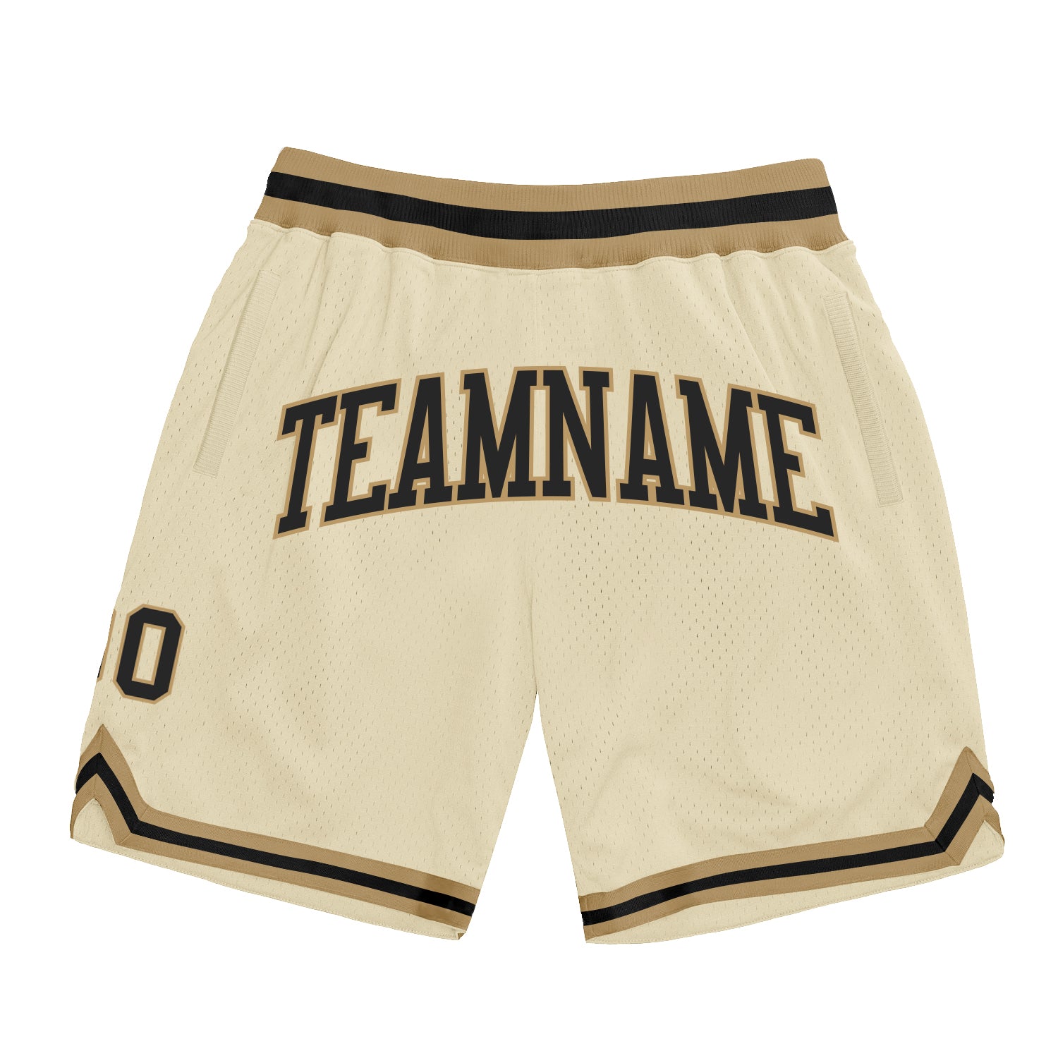 Cream Black Gold Custom Authentic Throwback Basketball Shorts Custom Cream Black-Old Gold Authentic Throwback Basketball