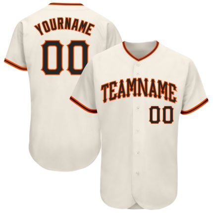 Custom Black-Orange Authentic Baseball Jersey - Personalized Cream Color Design Custom Cream Black-Orange Authentic Baseball