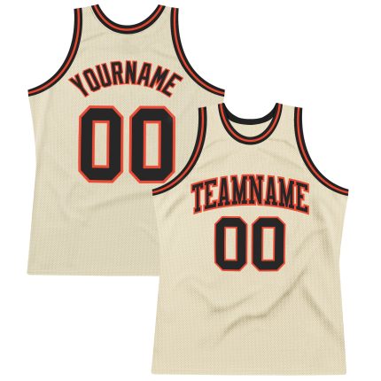 Custom Black-Orange Basketball Jersey - Authentic Throwback Design for Fans Custom Cream Black-Orange Authentic Throwback