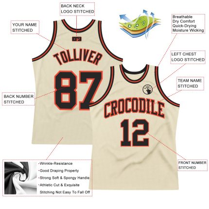 Custom Black-Orange Basketball Jersey - Authentic Throwback Design for Fans Custom Cream Black-Orange Authentic Throwback