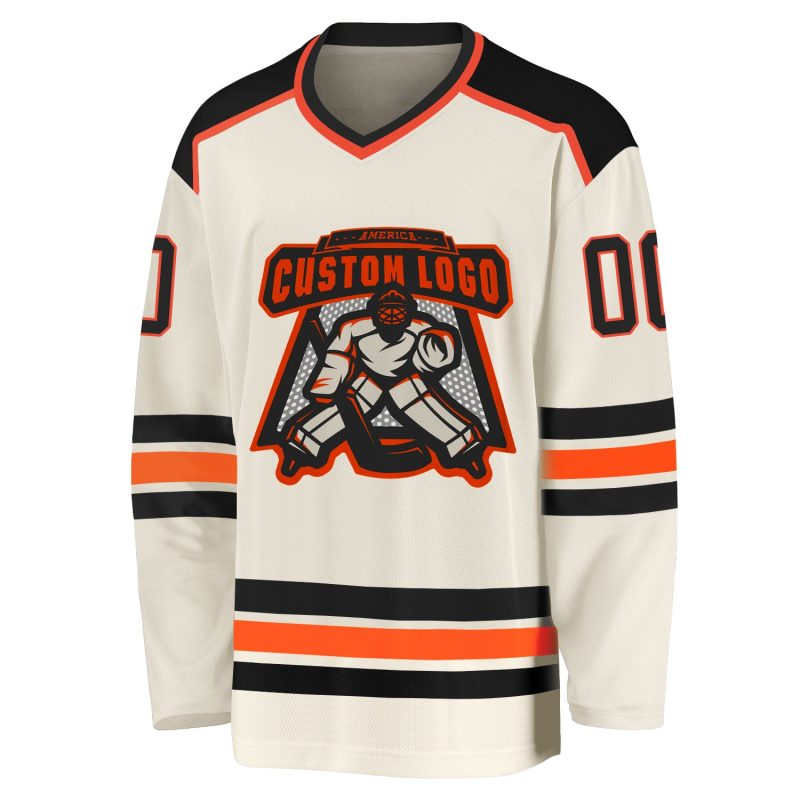 Black-Orange Custom Hockey Jersey - Personalized Cream Jersey for Fans Custom Cream Black-Orange Hockey Jersey
