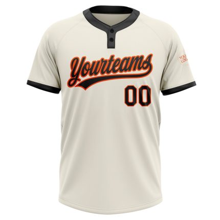 Custom Cream Black Orange Unisex Softball Jersey - Two-Button Design for Comfort and Style Custom Cream Black-Orange Two-Button