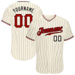 Custom black, red and white pinstripe baseball jersey