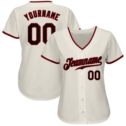 Custom Authentic Baseball Jersey - Black Red Cream Design, Personalized Sportswear Custom Cream Black-Red Authentic Baseball