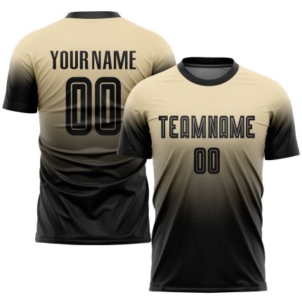 Custom Cream Black Fade Soccer Jersey - Fashion Sublimation Uniform Custom Cream Black Sublimation Fade Fashion Soccer Uniform