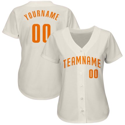 Custom Blaze Orange Baseball Jersey - Authentic Cream Design, Perfect for Fans and Players Custom Cream Blaze Orange Authentic