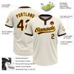 Custom Cream Brown-Gold Unisex Softball Jersey - Two-Button Design for Comfort Custom Cream Brown-Gold Two-Button Unisex
