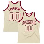 Custom Cream Maroon Basketball Jersey Authentic Throwback Style Custom Cream Cream-Maroon Authentic Throwback Basketball