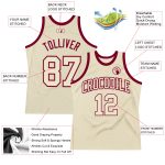 Custom Cream Maroon Basketball Jersey Authentic Throwback Style Custom Cream Cream-Maroon Authentic Throwback Basketball