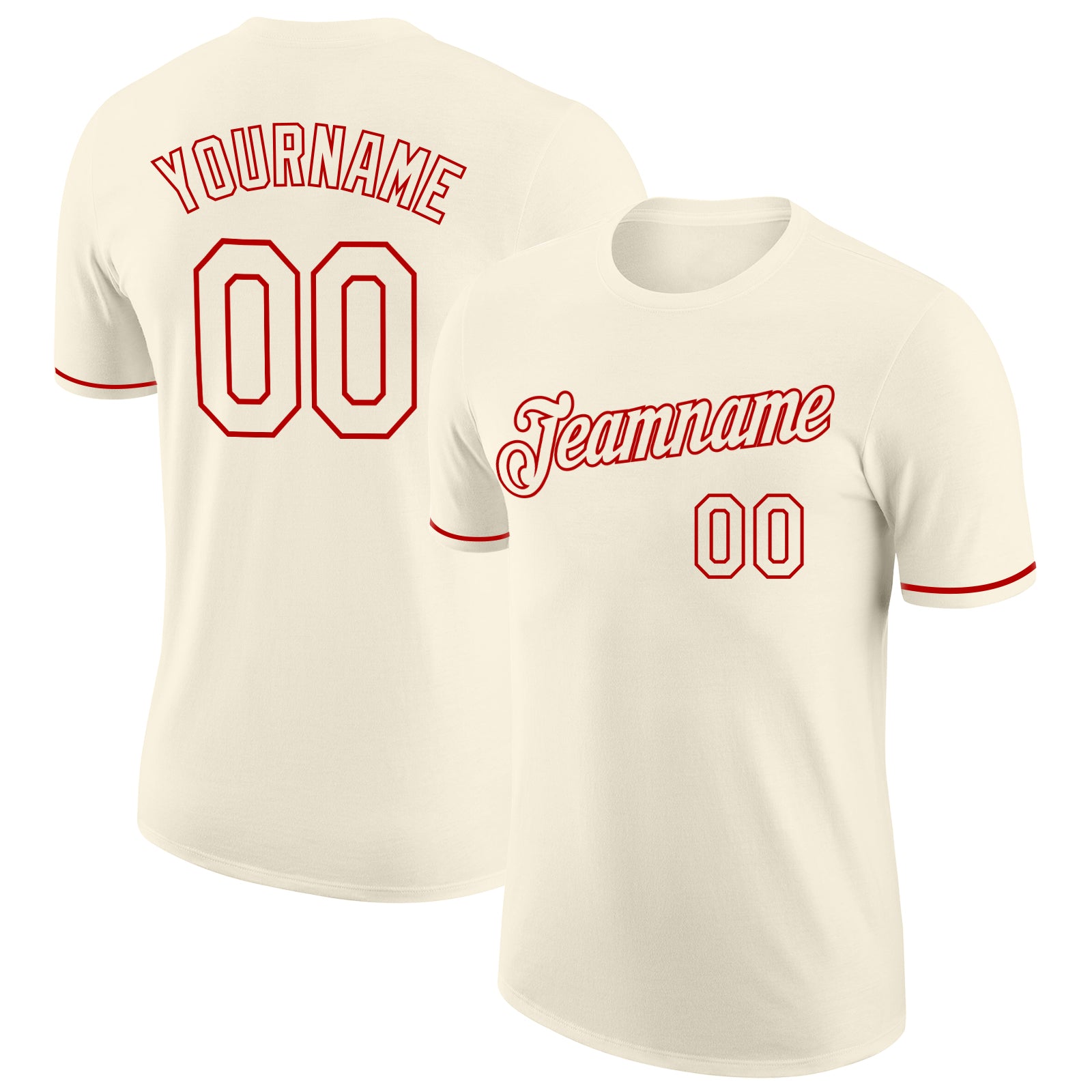 Custom Cream Red Performance T-Shirt for Men & Women, Breathable Fabric, Ideal for Active Wear and Sports Activities Custom