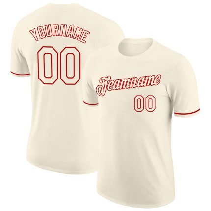 Custom Cream-Red Performance T-Shirt for Active Wear - Style 9557 Custom Cream Cream-Red Performance T-Shirt Style 9557