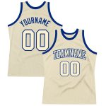 Custom Cream Royal Basketball Jersey - Authentic Throwback Design Custom Cream Cream-Royal Authentic Throwback Basketball