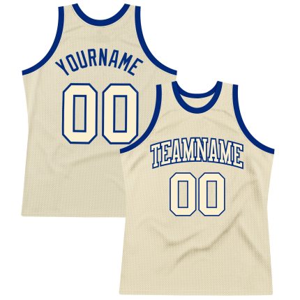 Custom Cream Royal Basketball Jersey - Authentic Throwback Design Custom Cream Cream-Royal Authentic Throwback Basketball