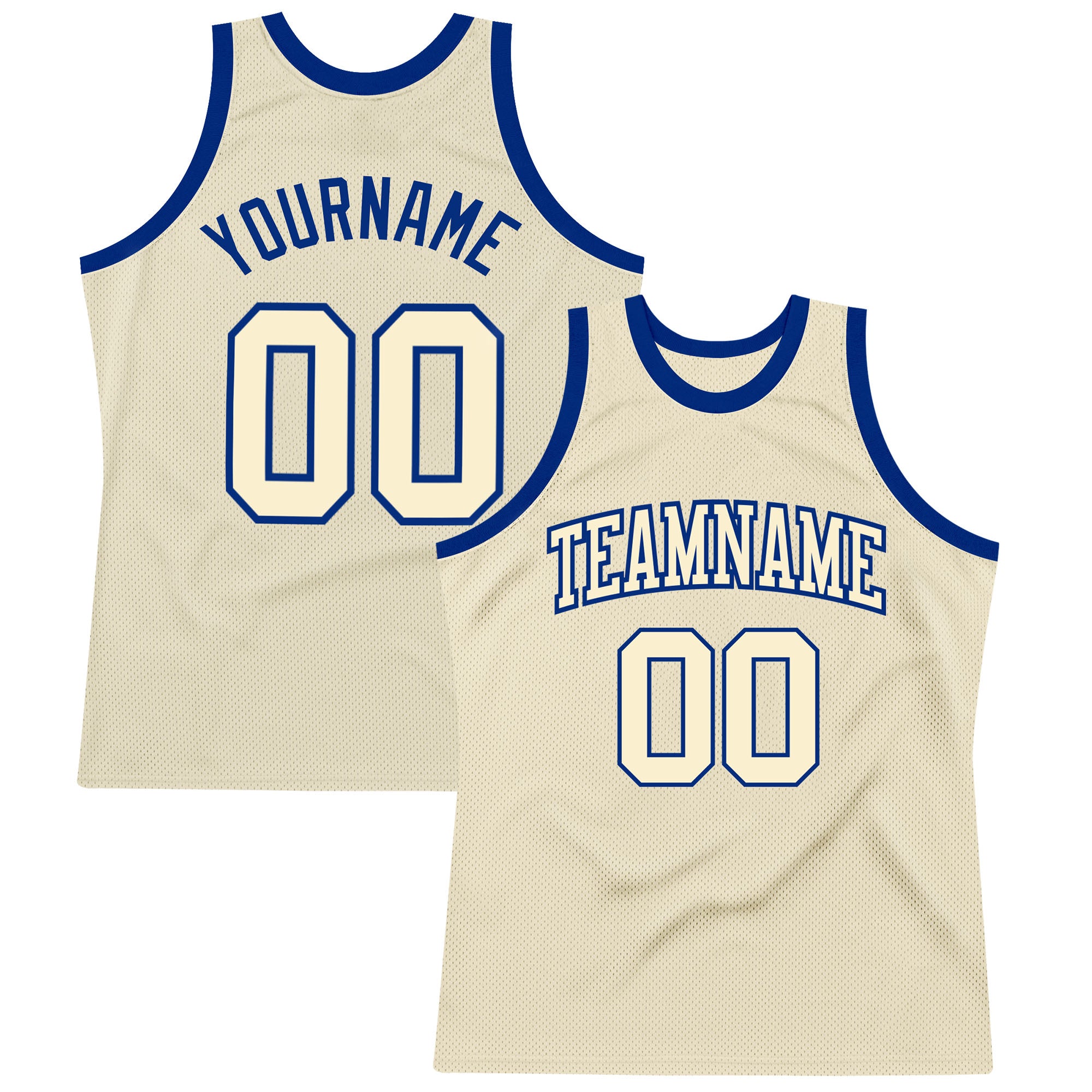 Custom Cream Royal Basketball Jersey - Authentic Throwback Design Custom Cream Cream-Royal Authentic Throwback Basketball