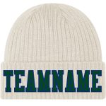 Custom Cream Green Royal Knit Cuffed Hat - Stylish Warm Beanie for Winter Custom Cream Green-Royal Stitched Cuffed Knit Hat