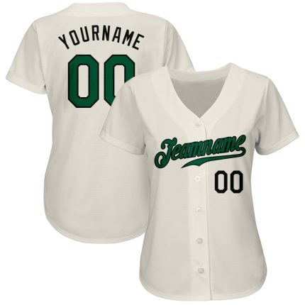 Custom Cream Kelly Green Black Baseball Jersey - Authentic Jersey for Sports Fans Custom Cream Kelly Green-Black Authentic