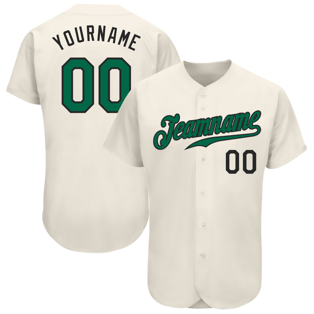 Custom Cream Kelly Green Black Baseball Jersey - Authentic Jersey for Sports Fans Custom Cream Kelly Green-Black Authentic