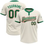 Custom Cream Kelly Green Red Unisex Softball Jersey - Two-Button Design Custom Cream Kelly Green-Red Two-Button Unisex Softball
