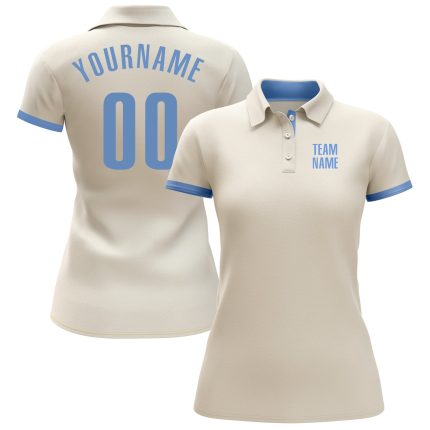 Custom Light Blue Golf Polo Shirt for Performance Wear - Breathable Polo Shirt Custom Cream Light Blue Performance Golf Polo
