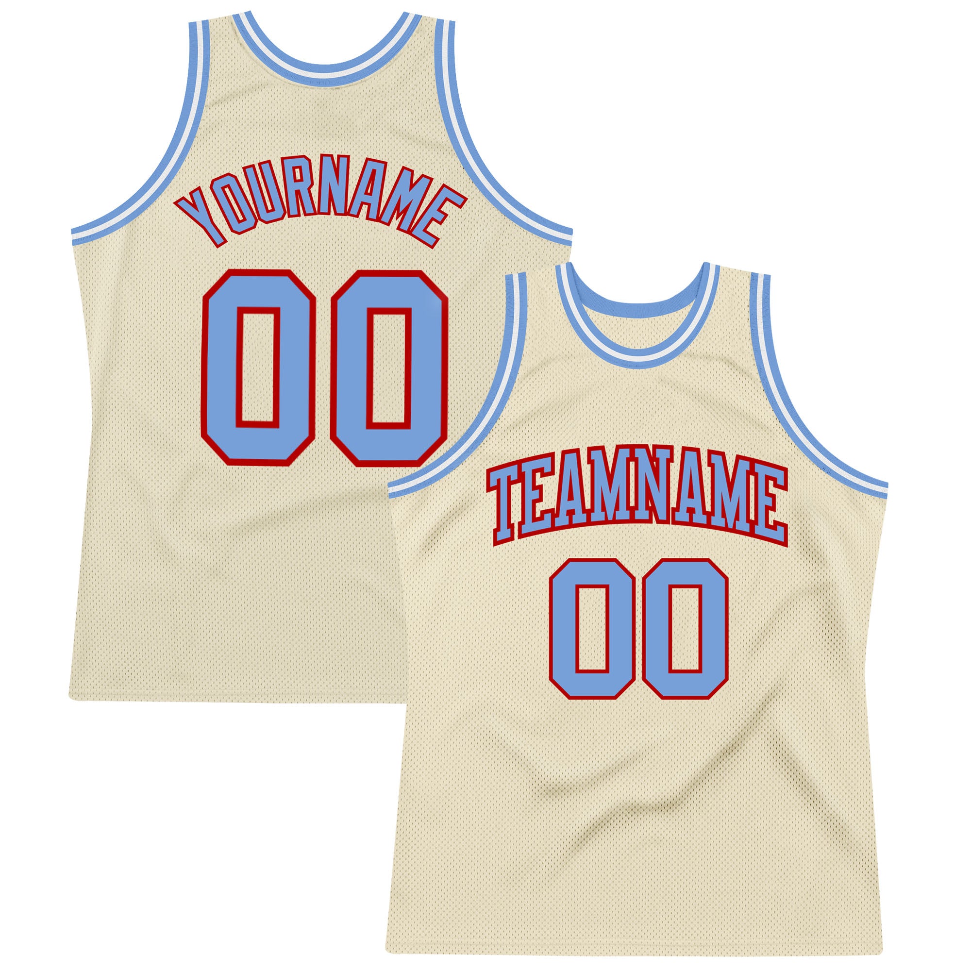 Custom Light Blue Red Basketball Jersey - Authentic Throwback Design Custom Cream Light Blue-Red Authentic Throwback Basketball