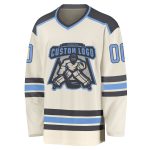 Custom Light Blue and Steel Gray Hockey Jersey - Personalized Cream Jersey for Men and Women Custom Cream Light Blue-Steel