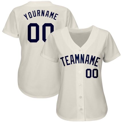 Custom Cream Navy Baseball Jersey - Authentic Design, High Quality Fabric, Perfect for Sports and Casual Wear Custom Cream