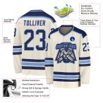 Custom Navy-Light Blue Cream Hockey Jersey - Personalized Sports Apparel Custom Cream Navy-Light Blue Hockey Jersey
