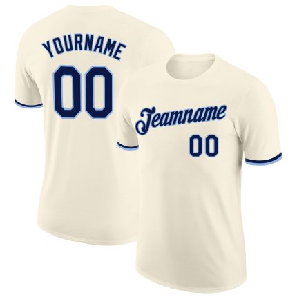 Custom Performance T-Shirt Navy Light Blue Cream Style 4143 - High Quality Athletic Tee for Men and Women Custom Cream Navy-Light