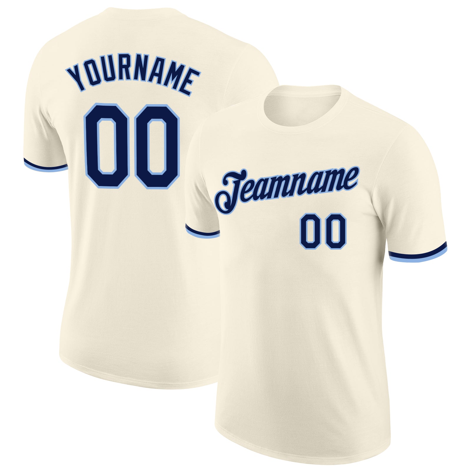 Custom Performance T-Shirt Navy Light Blue Cream Style 4143 - High Quality Athletic Tee for Men and Women Custom Cream Navy-Light