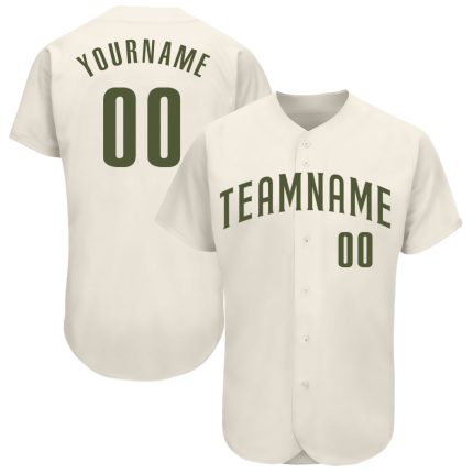 Custom Cream Olive Authentic Baseball Jersey for Men and Women, Stylish Sports Jersey Custom Cream Olive Authentic Baseball