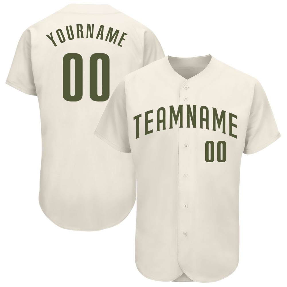 Custom Cream Olive Authentic Baseball Jersey for Men and Women, Stylish Sports Jersey Custom Cream Olive Authentic Baseball