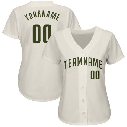Custom Cream Olive Baseball Jersey Authentic Style 9216 Custom Cream Olive Authentic Baseball Jersey Style 9216