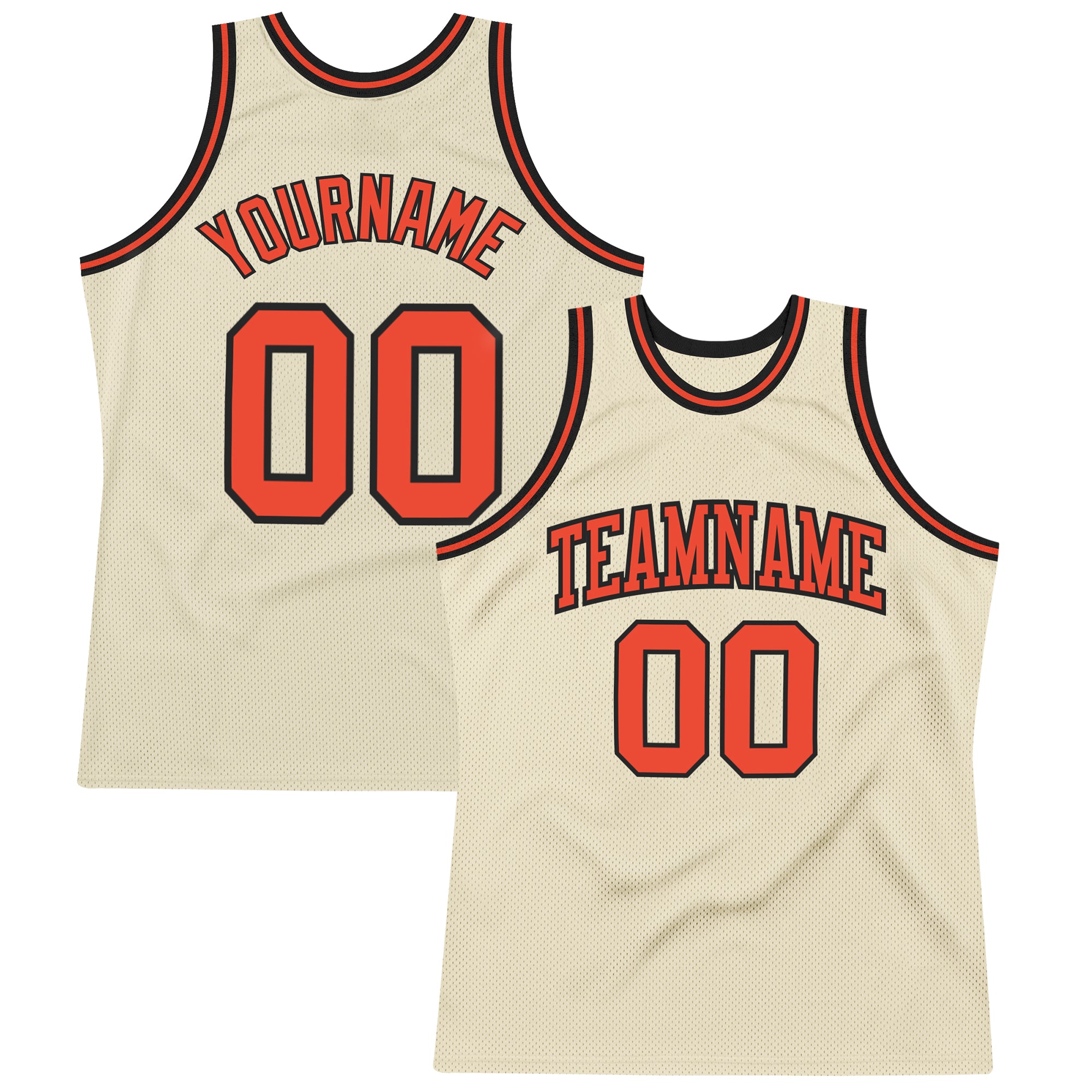 Custom Orange Black Authentic Basketball Jersey - Throwback Style Custom Cream Orange-Black Authentic Throwback Basketball