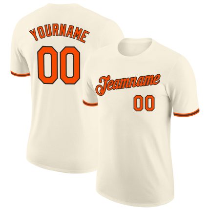 Custom Performance T-Shirt Orange Black - Style 6660, Comfortable Athletic Wear for Men and Women Custom Cream Orange-Black