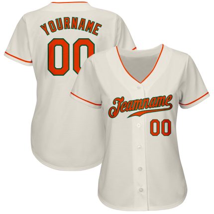 Custom Baseball Jersey - Cream and Orange with Kelly Green Trim, Style 8675 Custom Cream Orange-Kelly Green Authentic Baseball