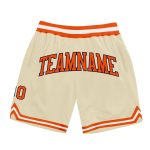 Custom Basketball Shorts in Cream Orange and Navy - Authentic Throwback Style Custom Cream Orange-Navy Authentic Throwback